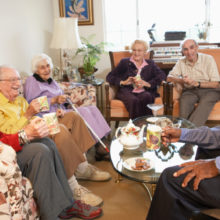 Residents at Arbor Court Lawrence enjoying the amenities